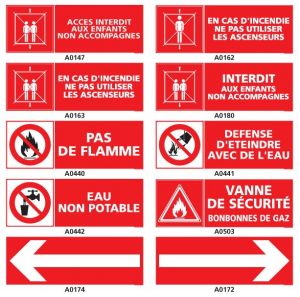 Panneau de recommandation en cas d'incendie