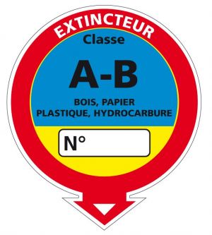 Adhésif Extincteur classe AB en 250 x 215 mm