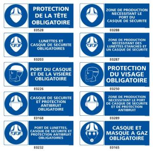 Signalisation d'obligation de protection de la tête