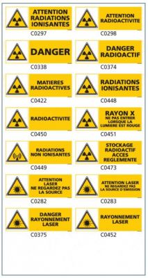 Signalisation produits dangereux risque ionisant