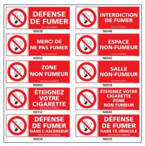 DEFENSE DE FUMER, avec décret et pictogramme