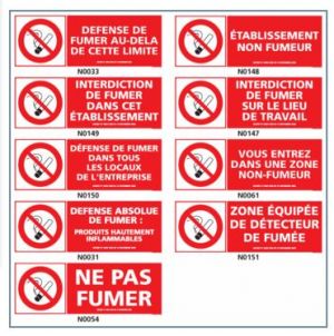 INTERDICTION DE FUMER avec décret et pictogramme