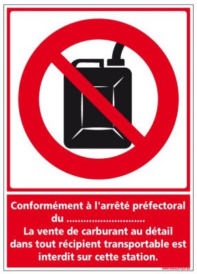 Vente au détail essence interdit (D0885)