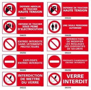 INTERDICTION (électrique, danger, verre…)