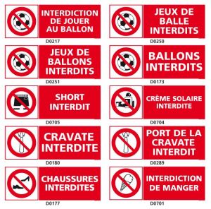 INTERDICTION (ballon, short, manger…)