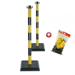 Kit 2 poteaux PVC lestés 3kg Jaune/Noir 