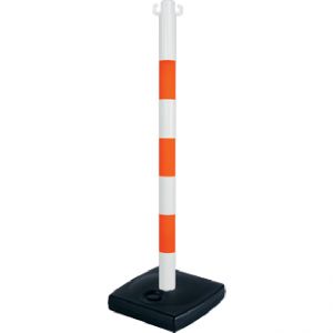 Poteau PVC Orange fluo/Blanc sur socle à lester 4kg