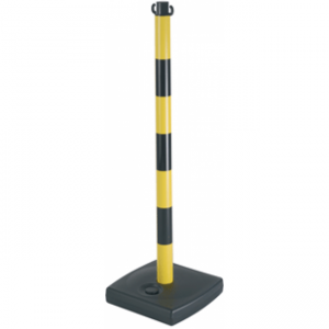 Poteau PVC Jaune/Noir sur socle à lester 4kg