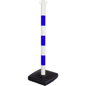 Poteau PVC Bleu/Blanc sur socle à lester 4kg