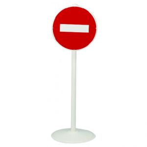 Poteau acier 1m30 Blanc sur socle acier avec support panneau