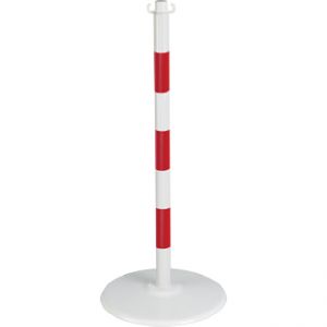 Poteau acier Rouge/Blanc sur socle Blanc