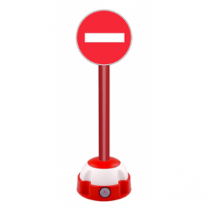 Poteau aluminium Rouge sur socle balise avec panneau - Sens interdit