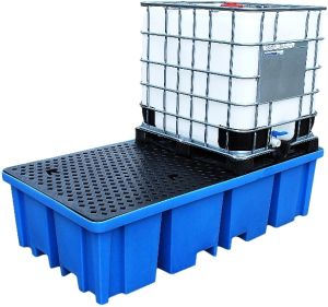 Bac de rétention 2 IBC en polyéthylène avec double passage de fourche — 1150 litres