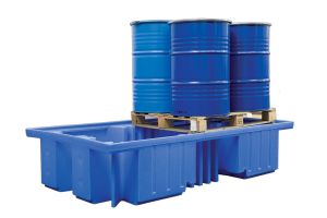 Bac de rétention 2 IBC en polyéthylène sans caillebotis — 1150 litres