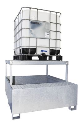 Bac de rétention acier avec plateforme de soutirage -- 1000 litres