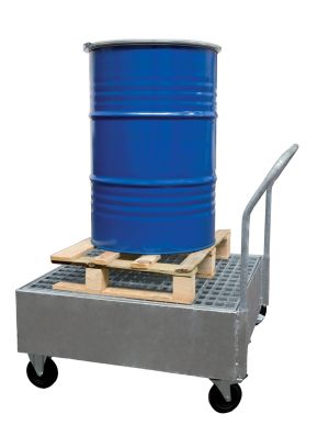 Bac de rétention mobile standard 1 fût en acier galvanisé -- 220 litres