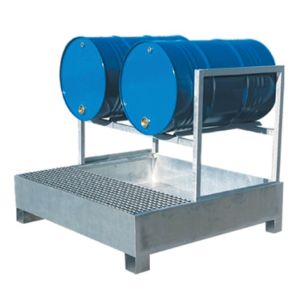 Bac de rétention 2 fûts couchés avec berceaux en acier -- 440 litres