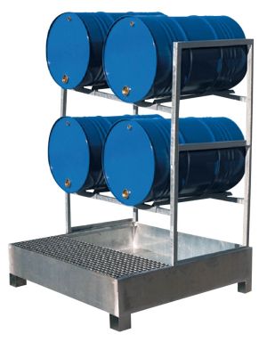 Station de rétention 4 fûts couchés en acier -- 440 litres