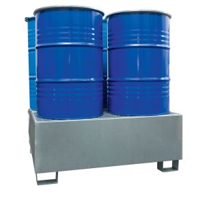 Bac de rétention 4 fûts en acier galvanisé à chaud -- 440 litres