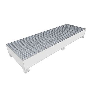 Bac de rétention 4 fûts en ligne en acier galvanisé -- 440 litres