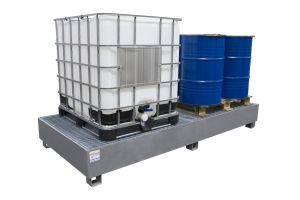 Bac de rétention 2 IBC en acier galvanisé à chaud — 1000 litres