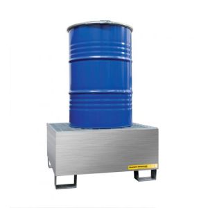 Bac de rétention 1 fût debout en inox — 220 litres
