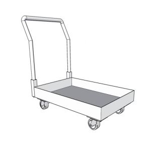 Bac de rétention mobile en inox avec pieds U pour transpalette — 100 litres