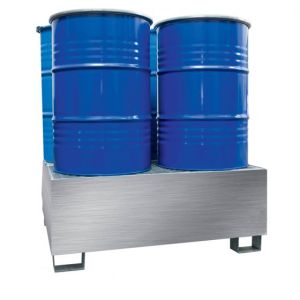 Bac de rétention 4 fûts debout en inox — 440 litres