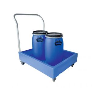 Bac de rétention mobile en plastique sur roulettes pour bidons — 100 litres
