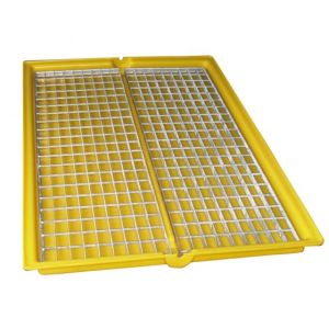 Bac de rétention en plastique grande surface faible hauteur avec caillebotis — 60 litres