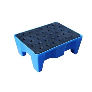 Bac de rétention PE sur pieds manutentionnable par transpalette avec caillebotis — 70 litres