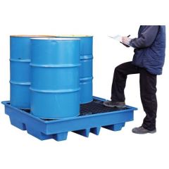 Bac de rétention 4 fûts en polyéthylène faible hauteur — 230 litres
