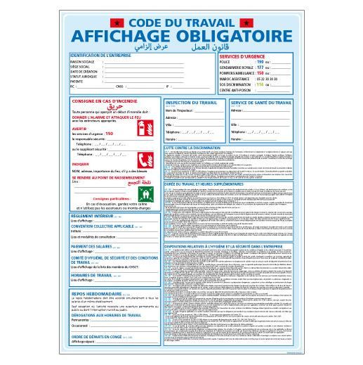 Code du travail - Affichage obligatoire