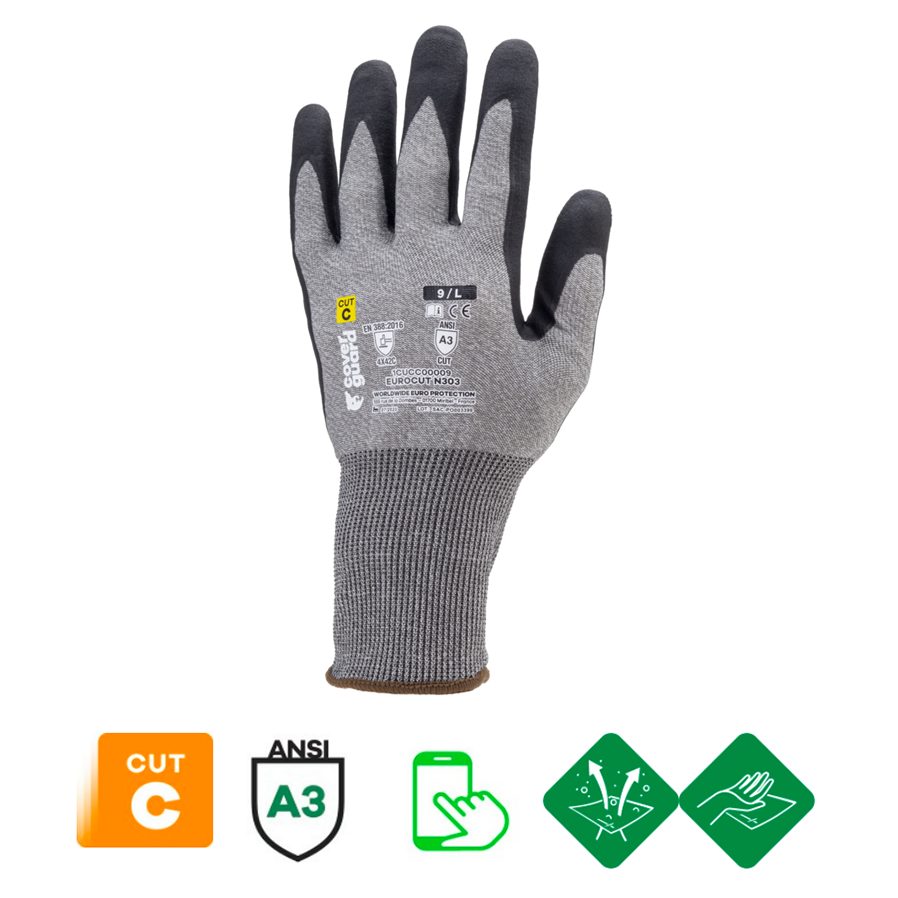 Gants anti coupures niveau 4 enduction nitrile COVERGUARD