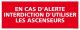 Panneau d'interdiction de prendre les ascenseurs (D0105)